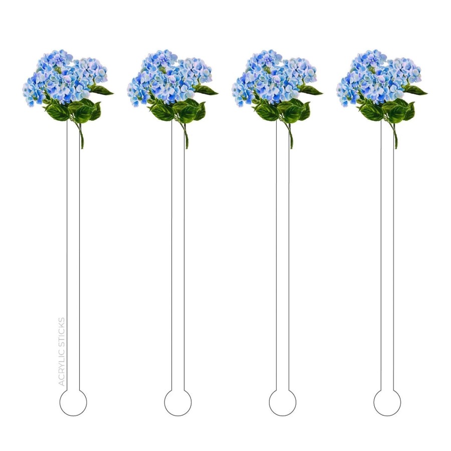 Home Acrylic Sticks | Blue Hydrangea Bloom Acrylic Stir Sticks