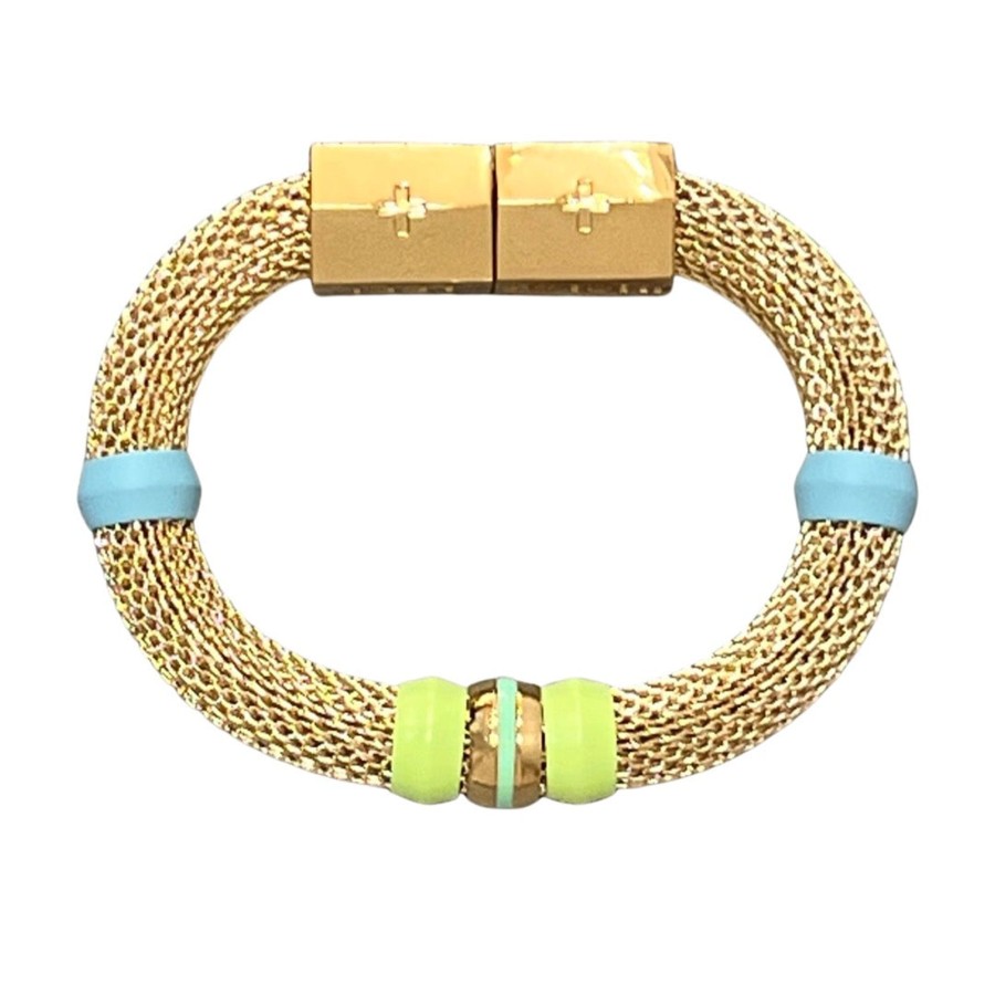 Women Holst and Lee | Mesh Candy Bracelet-Sky Blue/Lime