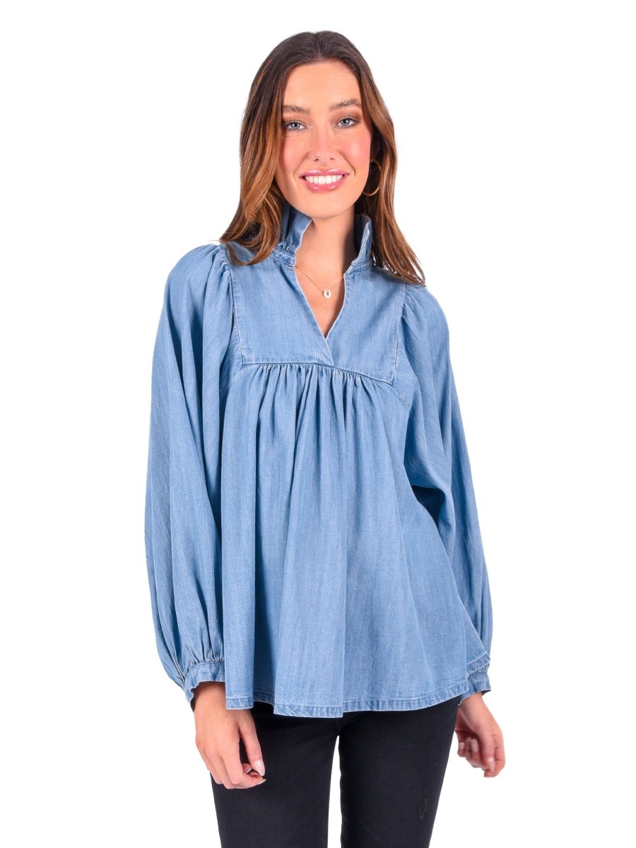 Women Emily McCarthy Tops | Stella Top-Denim Chambray