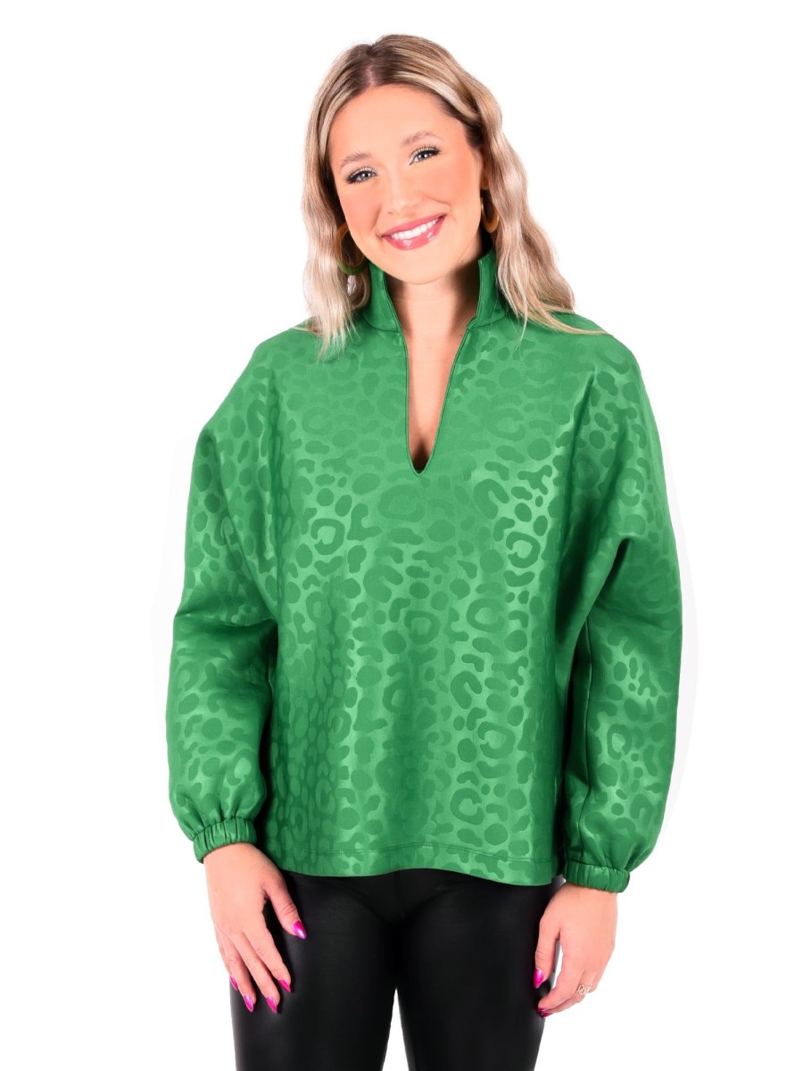 Women Emily McCarthy Tops | Poppy Pop-Over-Evergreen Cheetah