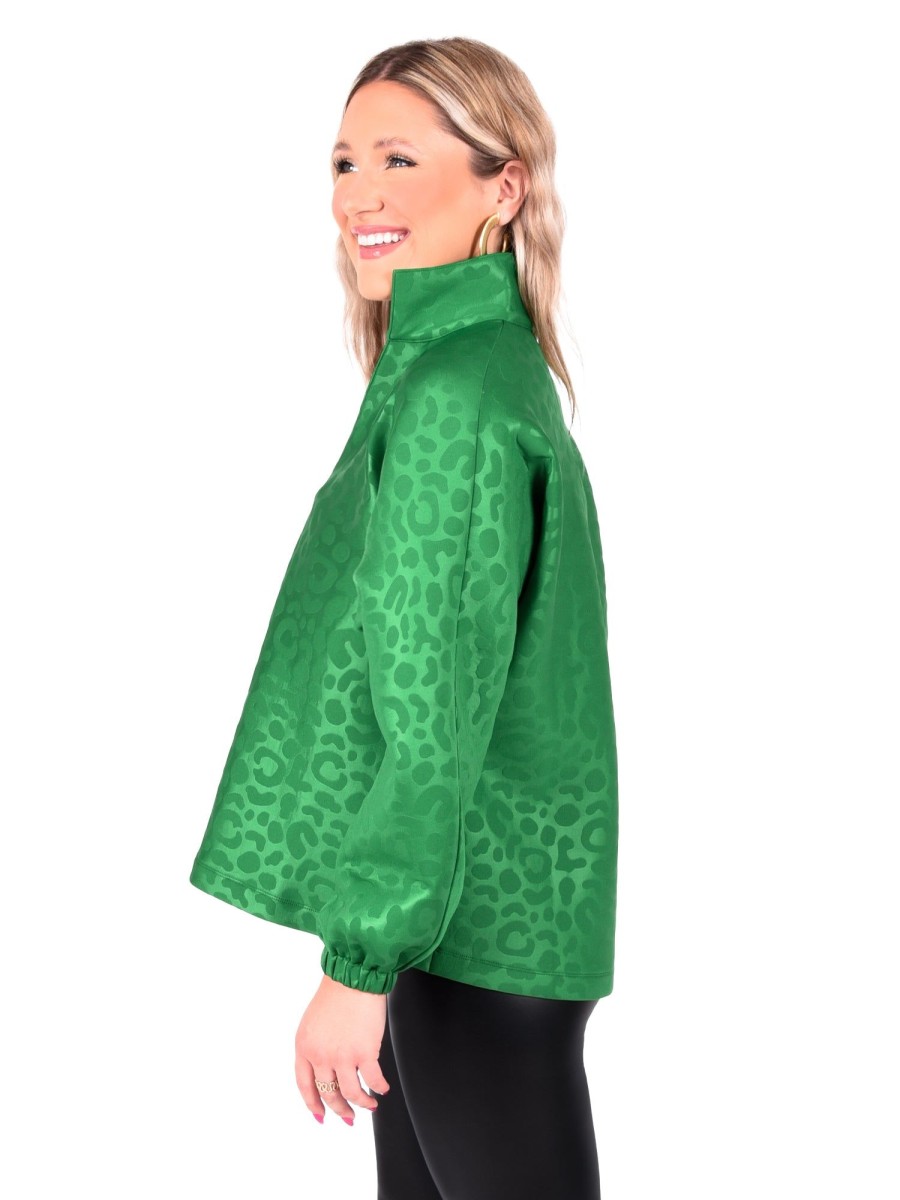 Women Emily McCarthy Tops | Poppy Pop-Over-Evergreen Cheetah