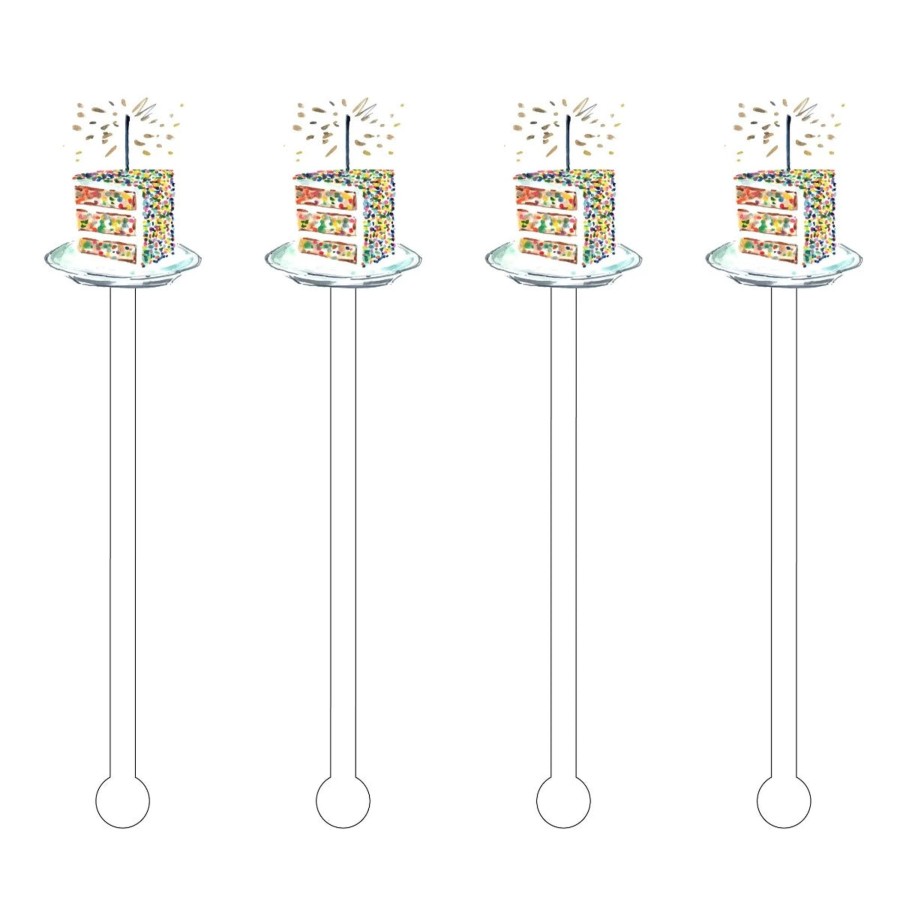 Home Acrylic Sticks | Birthday Confetti Cake Slice Eh Acrylic Stir Sticks