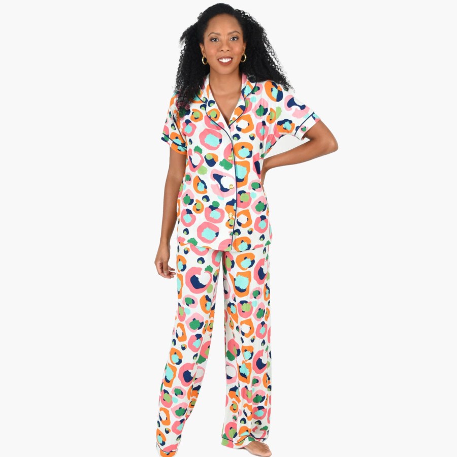 Women Emily McCarthy Sleepwear | Multi Spot Cheetah Pajama Pant Set