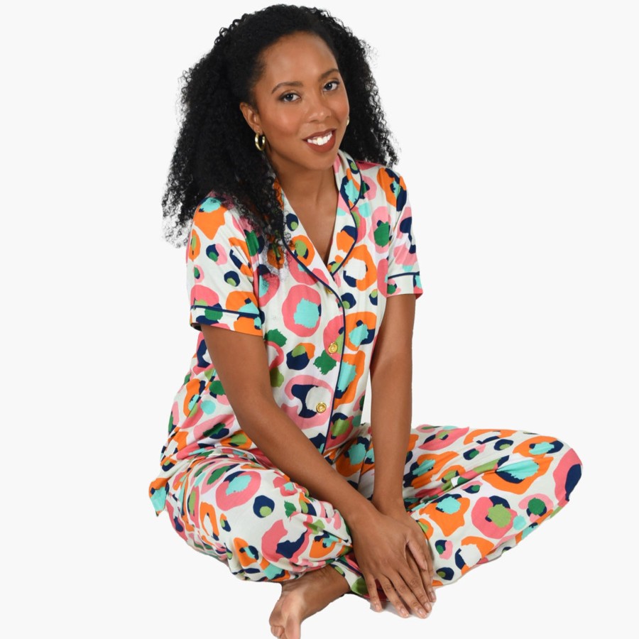 Women Emily McCarthy Sleepwear | Multi Spot Cheetah Pajama Pant Set