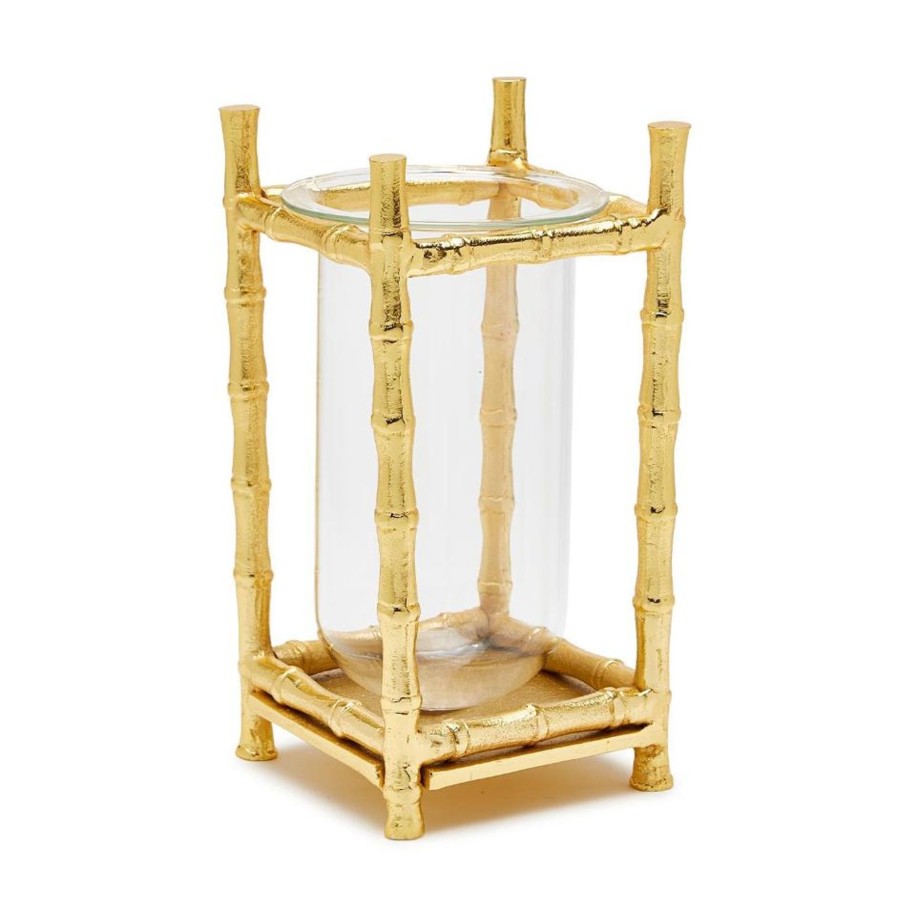 Home Two's Company | Gold Bamboo Vase With Glass Vessel