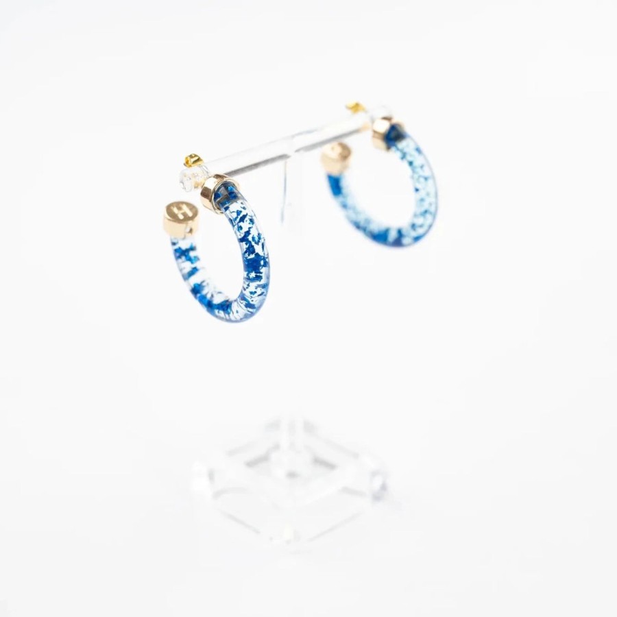 Women Hoo Hoops | Mini Hoo Hoops-Blue Foil