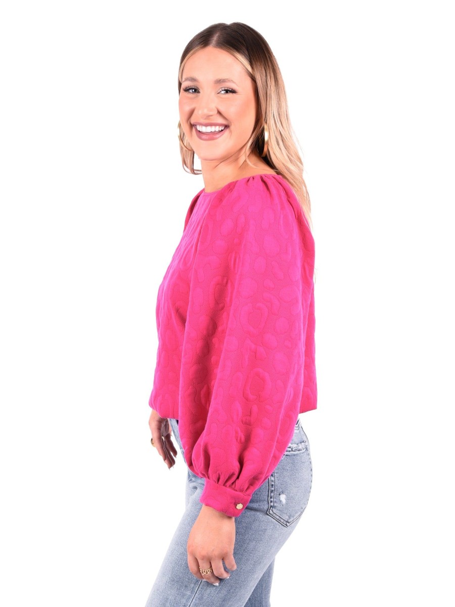 Women Emily McCarthy Tops | Celeste Crop-Pink Pop Cheetah