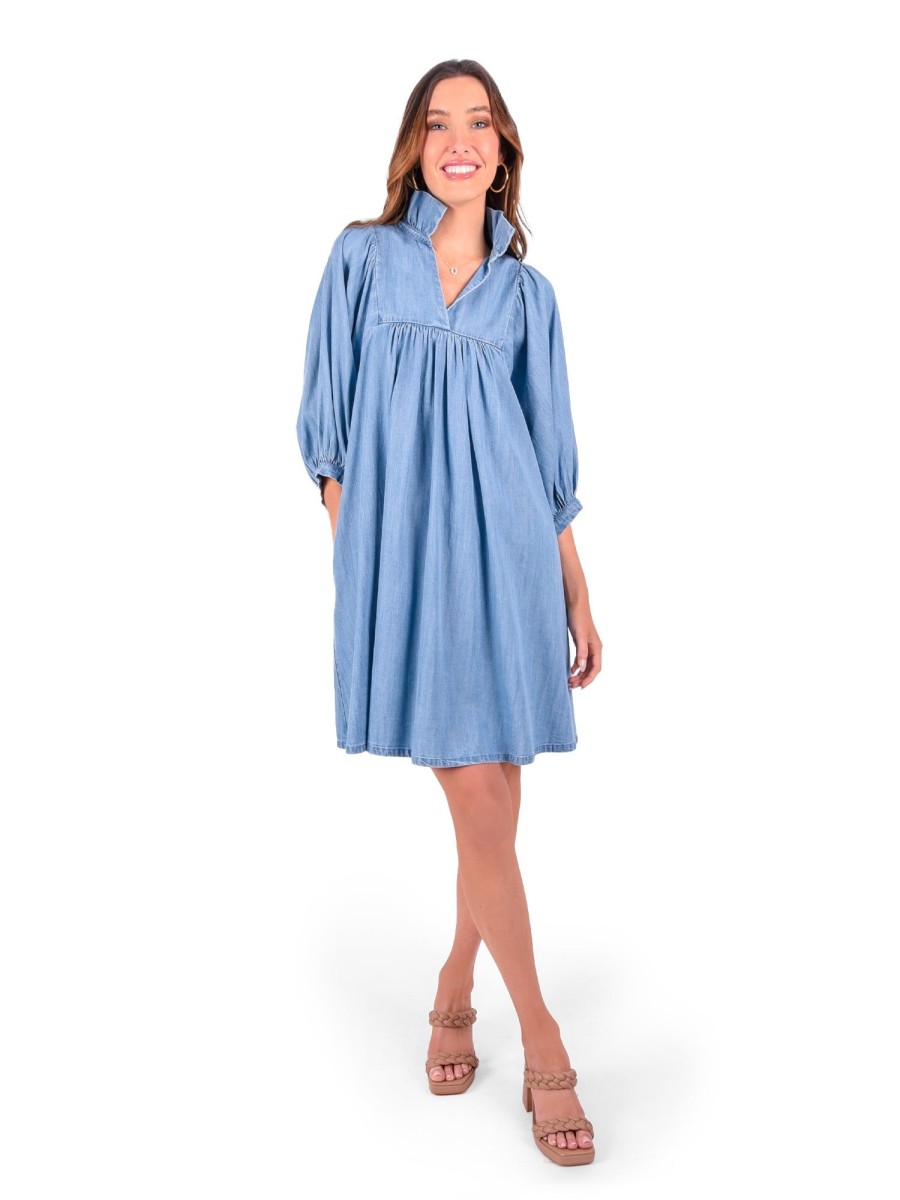 Women Emily McCarthy Dresses | Stella Dress-Denim Chambray