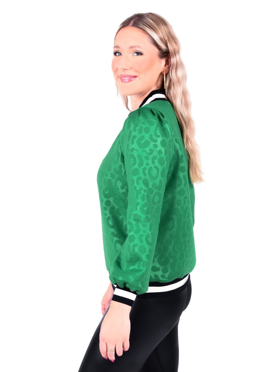 Women Emily McCarthy Tops | Julia Day Pullover-Evergreen Cheetah