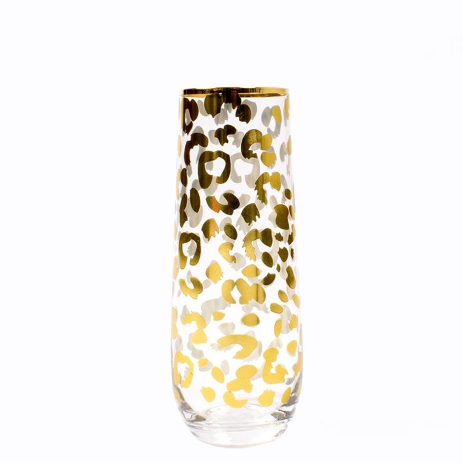 Home 8 Oak Lane | Stemless Champagne-Gold Leopard