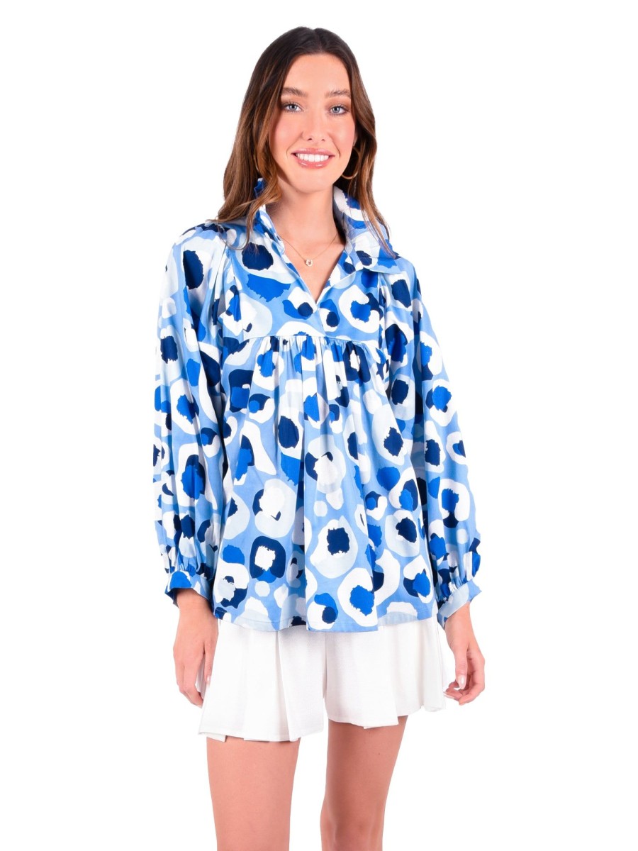 Women Emily McCarthy Tops | Stella Top-Blue Collegiate Cheetah