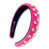 Women Brianna Cannon | Thin Hot Pink Velvet Headband With Light Pink Heart Crystals