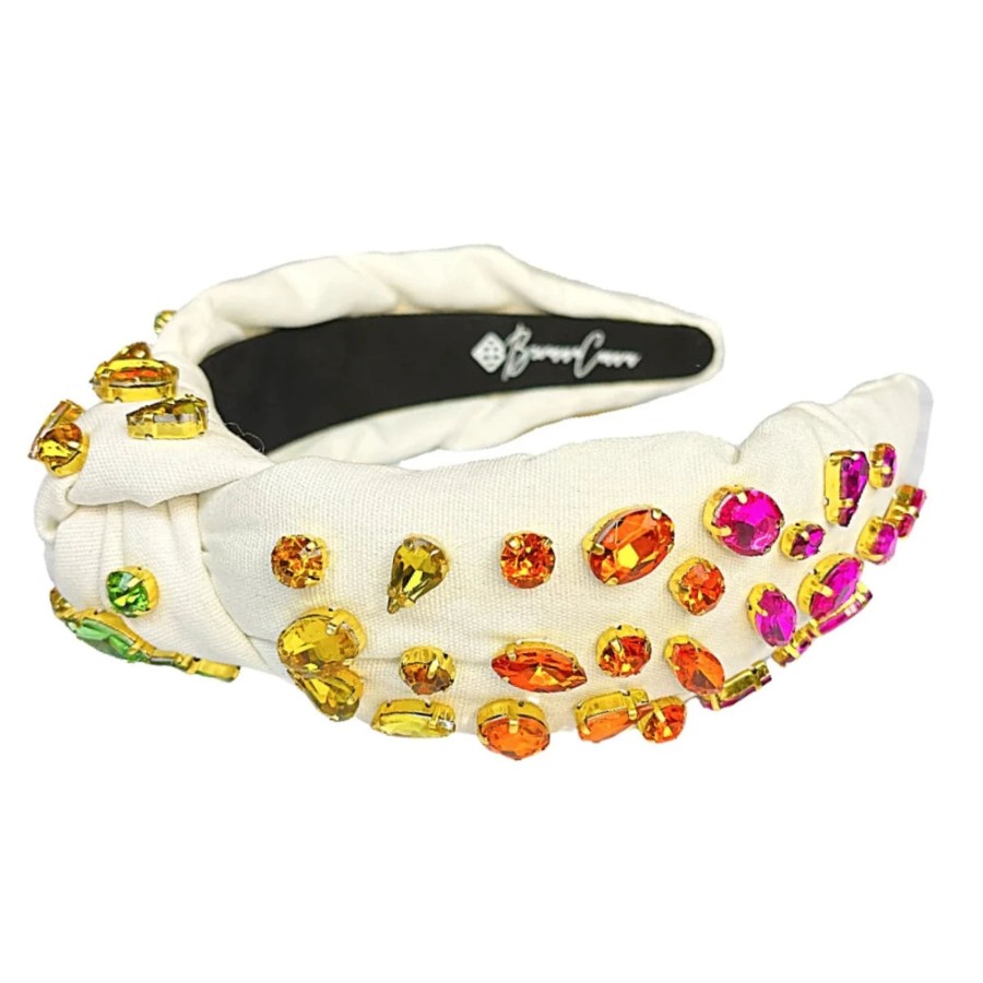 Women Brianna Cannon | Ivory Headband With Rainbow Gradient Hand-Sewn Crystals