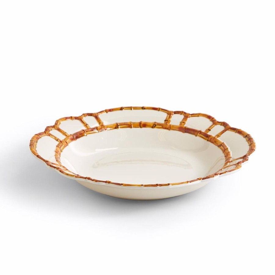 Home Two's Company | Bamboo Touch Serving/Centerpiece Bowl With Bamboo Rim Design