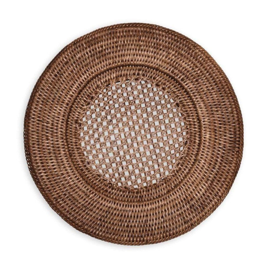 Home Caspari | Dark Natural Rattan Round Plate Charger