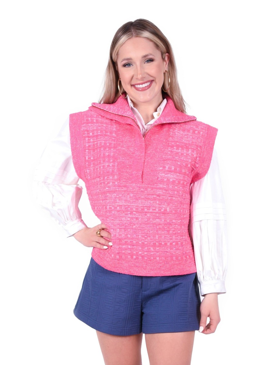 Women Emily McCarthy Sweaters & Outerwear | Poppy Pullover Vest-Pink Pop