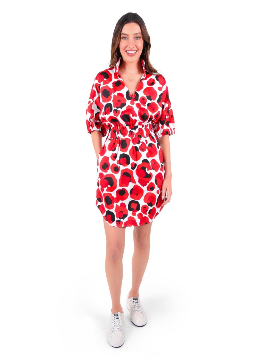 Women Emily McCarthy Dresses | Palmer Dress-Red Collegiate Cheetah