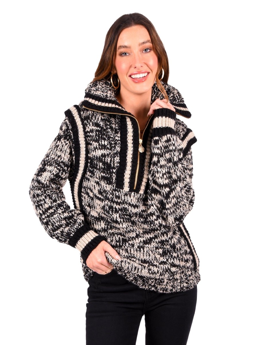 Women Emily McCarthy Sweaters & Outerwear | Poppy Pullover Sweater-Plaid Noir