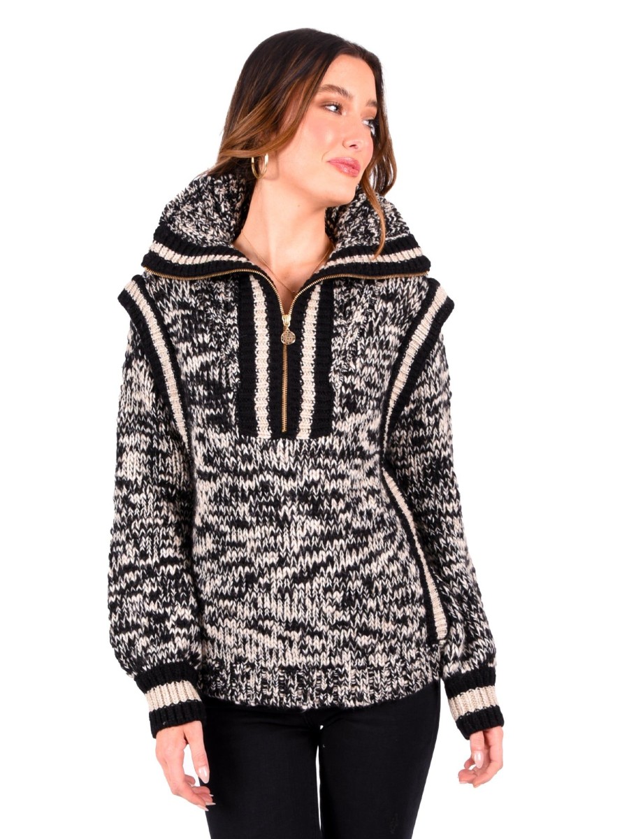 Women Emily McCarthy Sweaters & Outerwear | Poppy Pullover Sweater-Plaid Noir