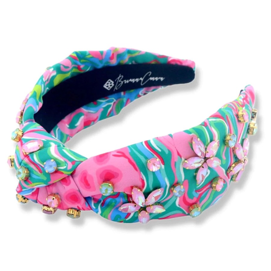 Women Brianna Cannon | Bright Spring Floral Headband With Pink Flower Crystals