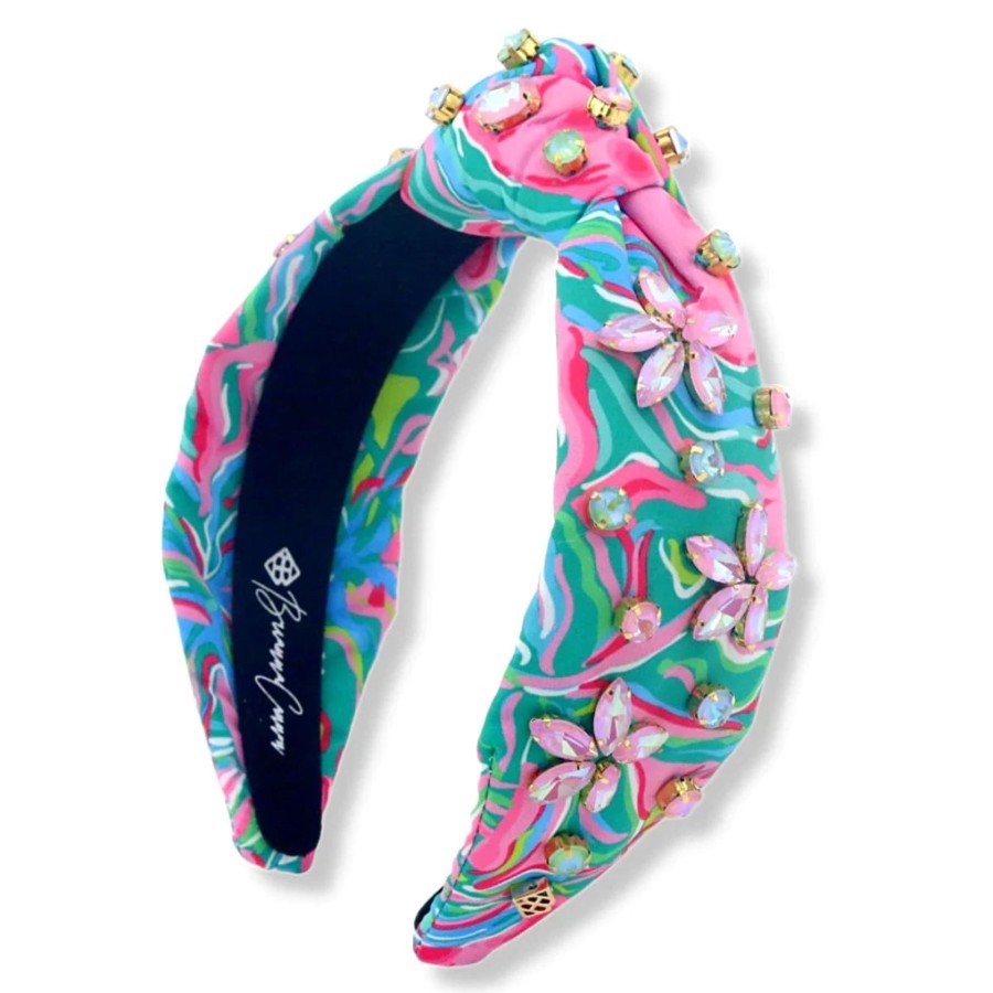 Women Brianna Cannon | Bright Spring Floral Headband With Pink Flower Crystals