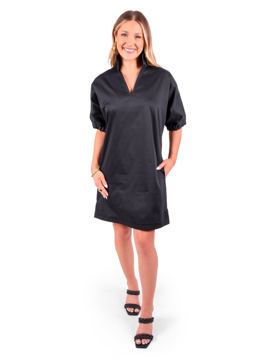 Women Emily McCarthy Dresses | Poppy Dress-Black Cotton Poplin