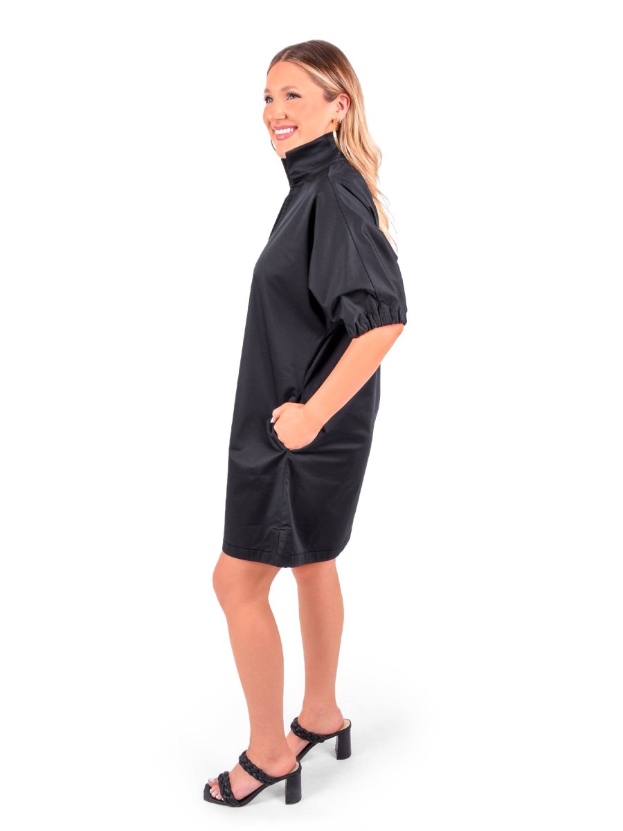 Women Emily McCarthy Dresses | Poppy Dress-Black Cotton Poplin