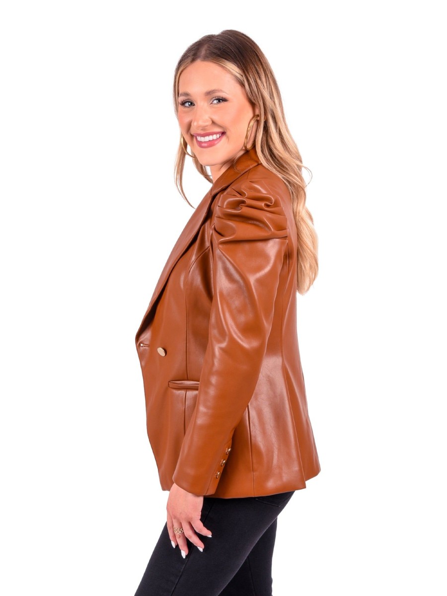 Women Emily McCarthy Sweaters & Outerwear | Bradshaw Blazer-Luggage Vegan Leather