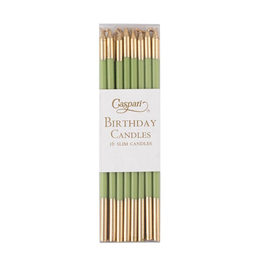 Home Caspari | Set Of Candles-Moss Green