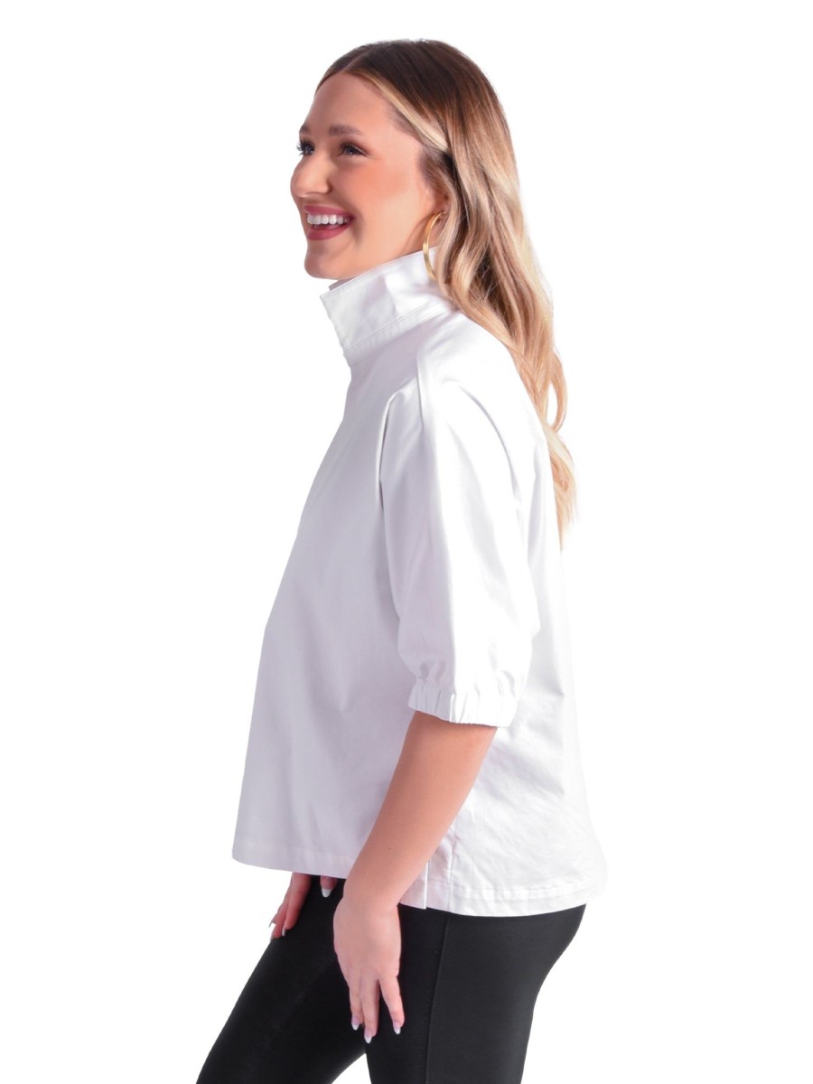 Women Emily McCarthy Tops | Poppy Top-White Cotton Poplin