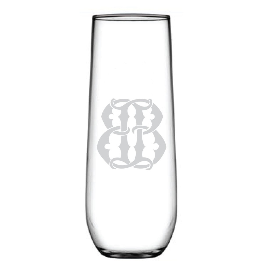 Home Susquehanna Glass Co. | 1-Letter Monogrammed Stemless Champagne Flute