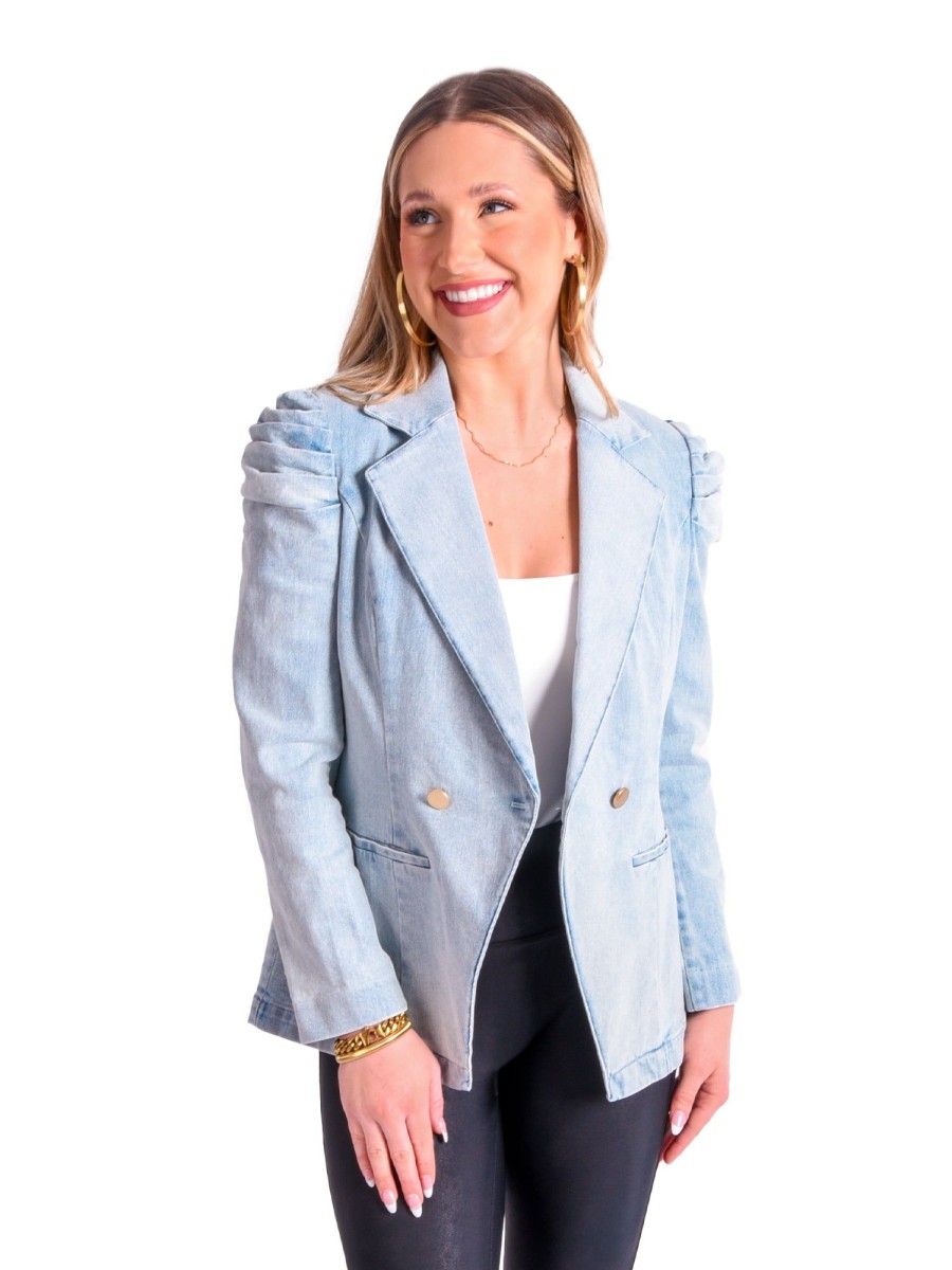 Women Emily McCarthy Sweaters & Outerwear | Bradshaw Blazer-Denim