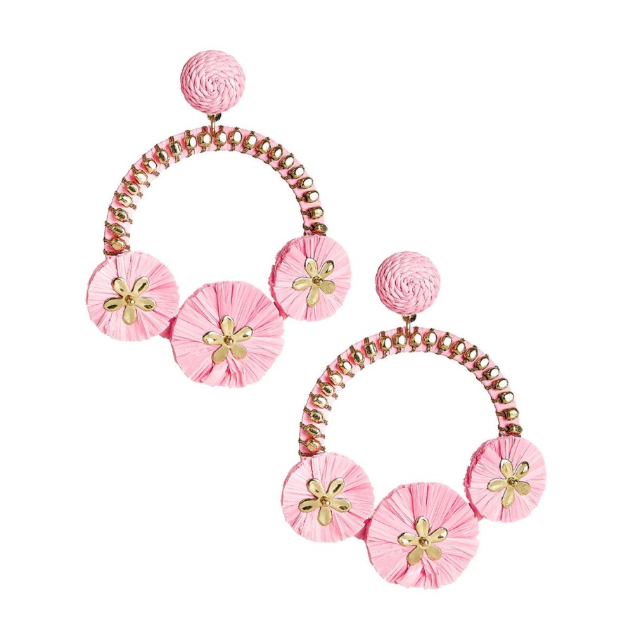 Women Lisi Lerch | Cotton Candy Lola Raffia Straw Earrings