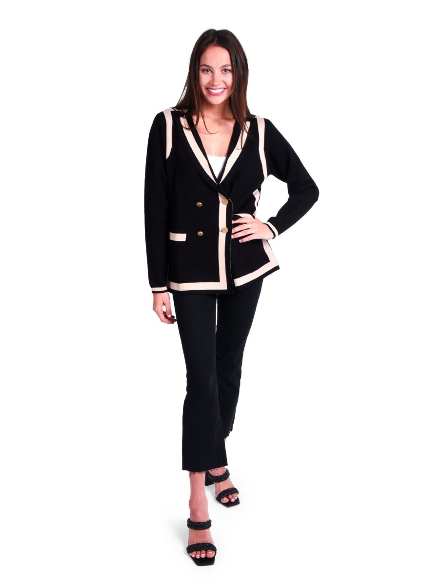 Women Emily McCarthy Sweaters & Outerwear | Sloane Sweater Blazer-Plaid Noir