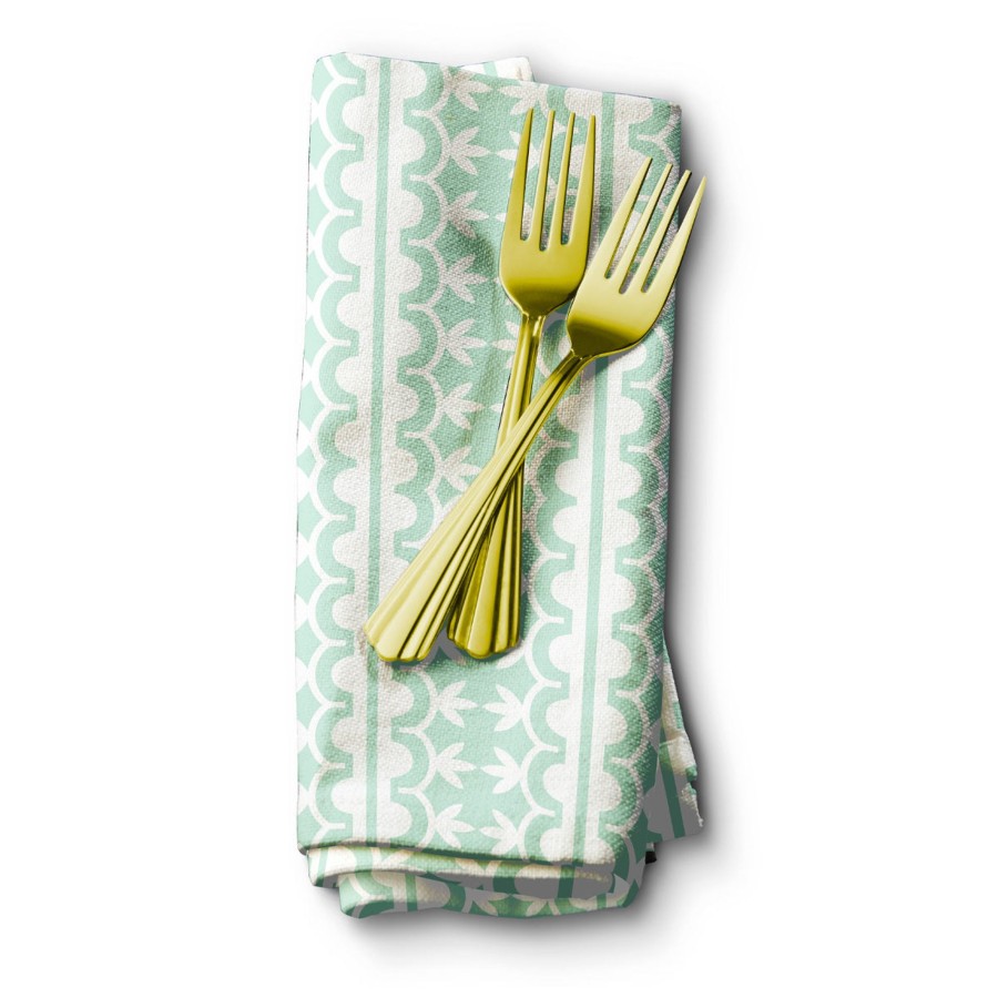 Home Printed Mint | Cloth Dinner Napkins-Sea Foam Flora