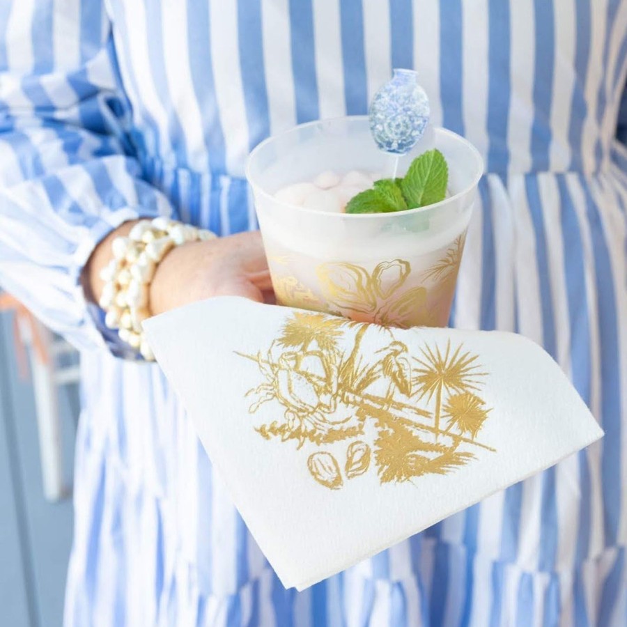 Home Print Appeal | Low Country Cocktail Napkins-White & Gold