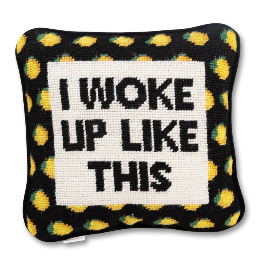 Home Furbish | I Woke Up This Needlepoint Pillow