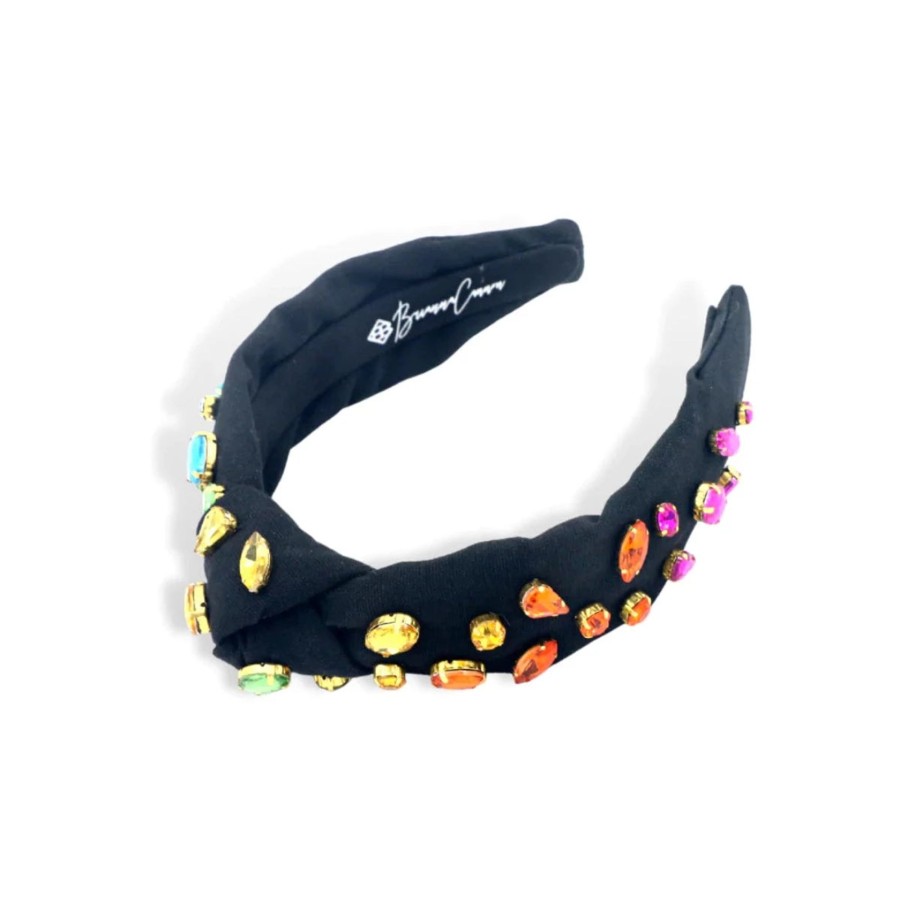 Women Brianna Cannon | Black Rainbow Gradient Headband With Hand-Sewn Crystals