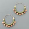 Women David Aubrey Jewelry | Green And Peach Hoop Earrings