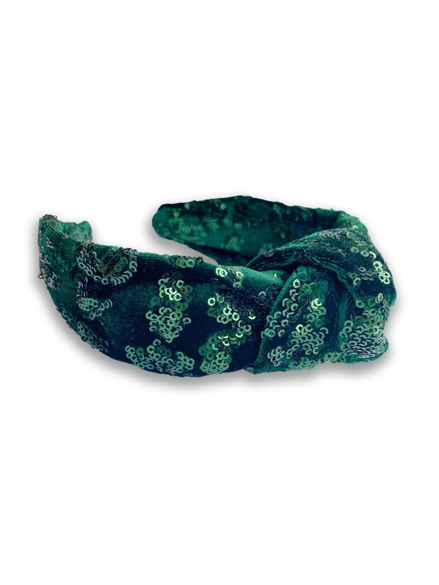 Women Emily McCarthy | Green Sequin Cheetah Headband