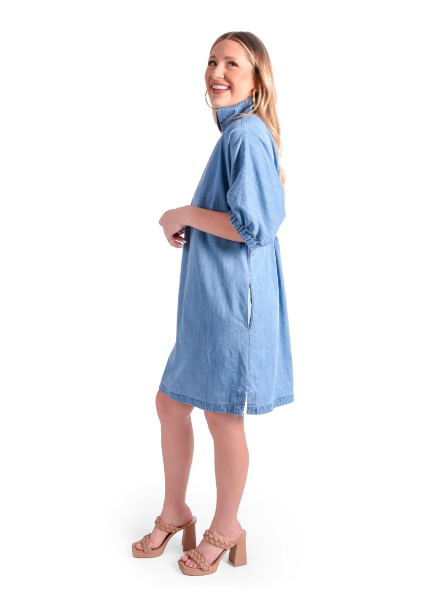 Women Emily McCarthy Dresses | Poppy Dress-Denim Chambray