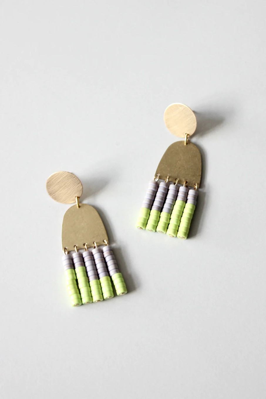 Women David Aubrey Jewelry | Lime Green Fringe Earrings