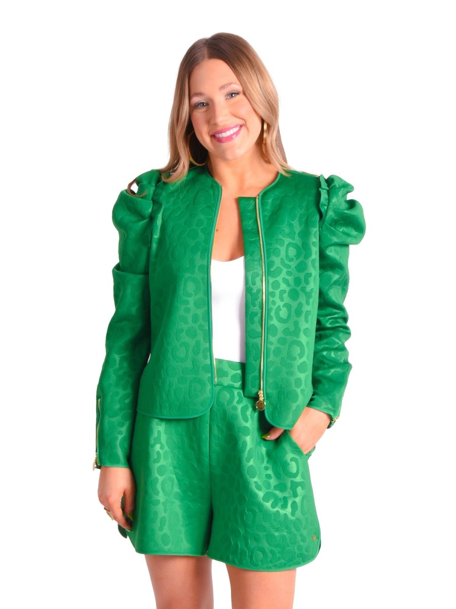 Women Emily McCarthy Sweaters & Outerwear | Ava Jacket-Evergreen Cheetah