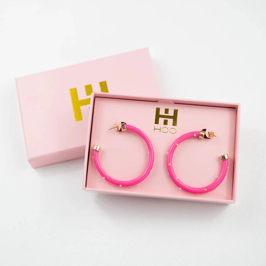 Women Hoo Hoops | Hoo Hoops-Hot Pink W/Pearls