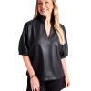 Women Emily McCarthy Tops | Poppy Top-Black Vegan Leather