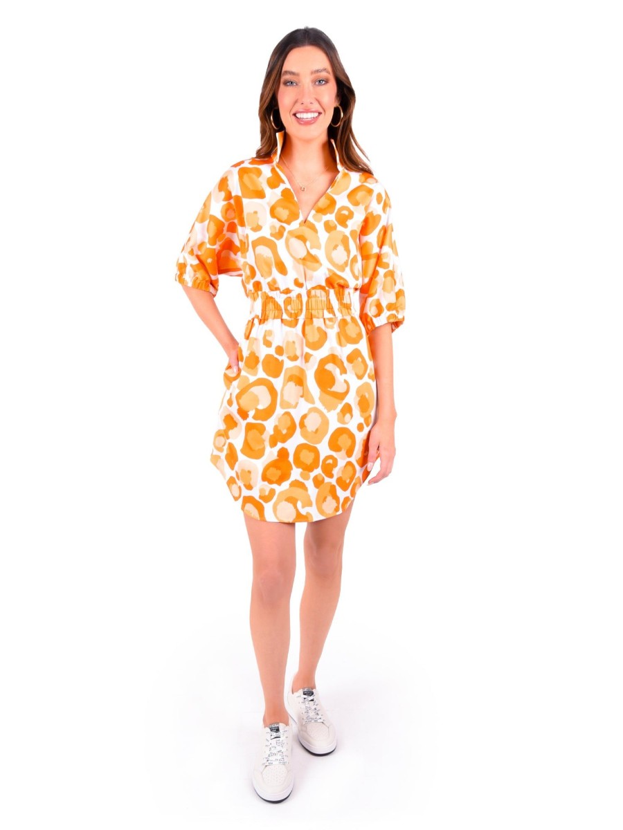 Women Emily McCarthy Dresses | Palmer Dress-Orange Collegiate Cheetah