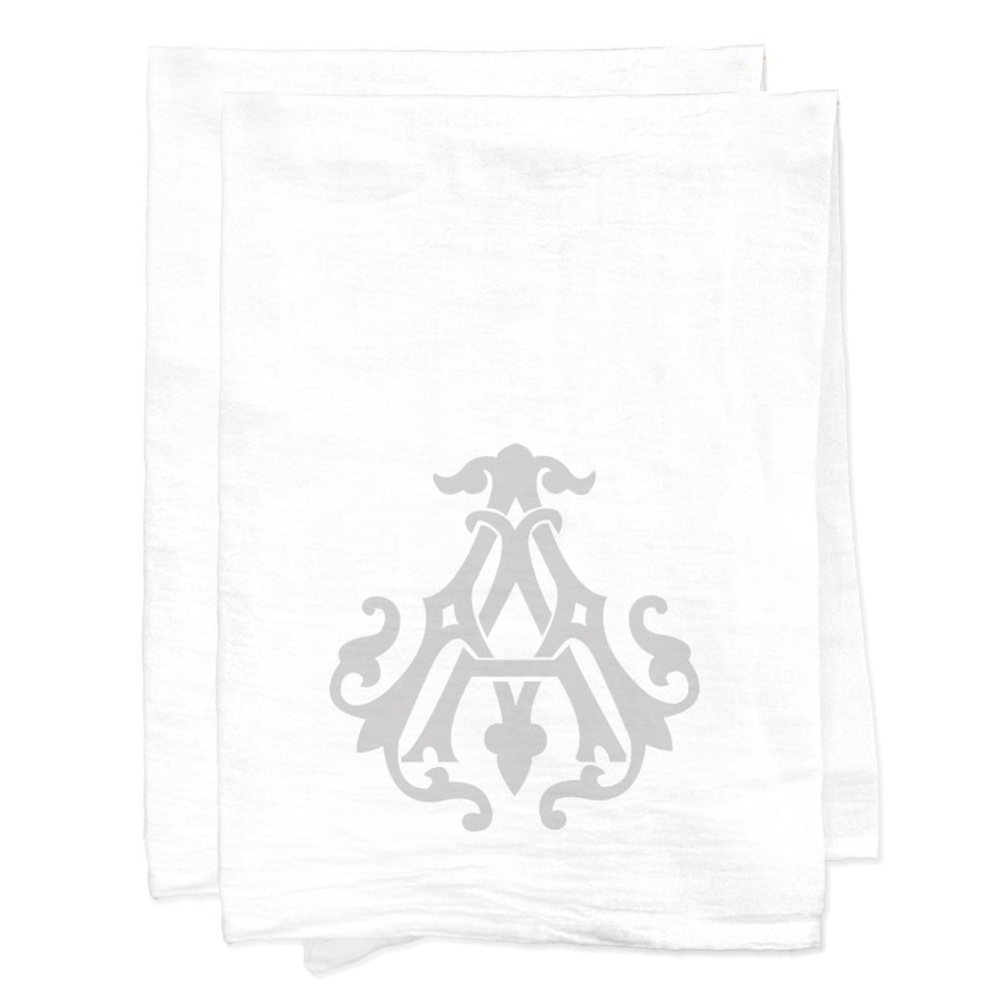 Home Lettees | 1-Letter Monogrammed Tea Towels-Set Of 2