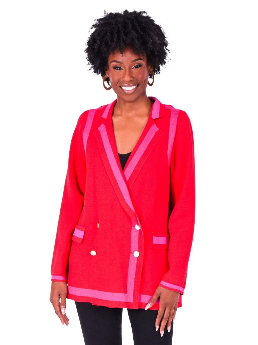 Women Emily McCarthy Sweaters & Outerwear | Sloane Sweater Blazer-Cranberry