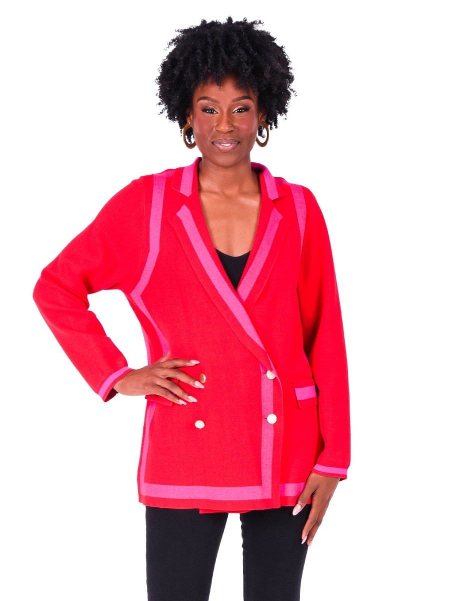 Women Emily McCarthy Sweaters & Outerwear | Sloane Sweater Blazer-Cranberry