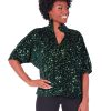 Women Emily McCarthy Tops | Poppy Top-Green Sequin Cheetah